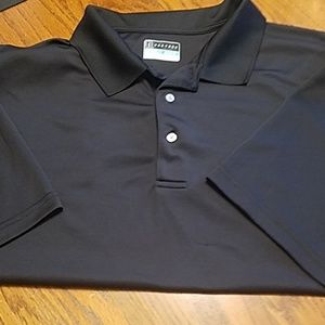 Men's polo golf shirt.   Solid black.   Light weig